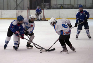 hockey players face off