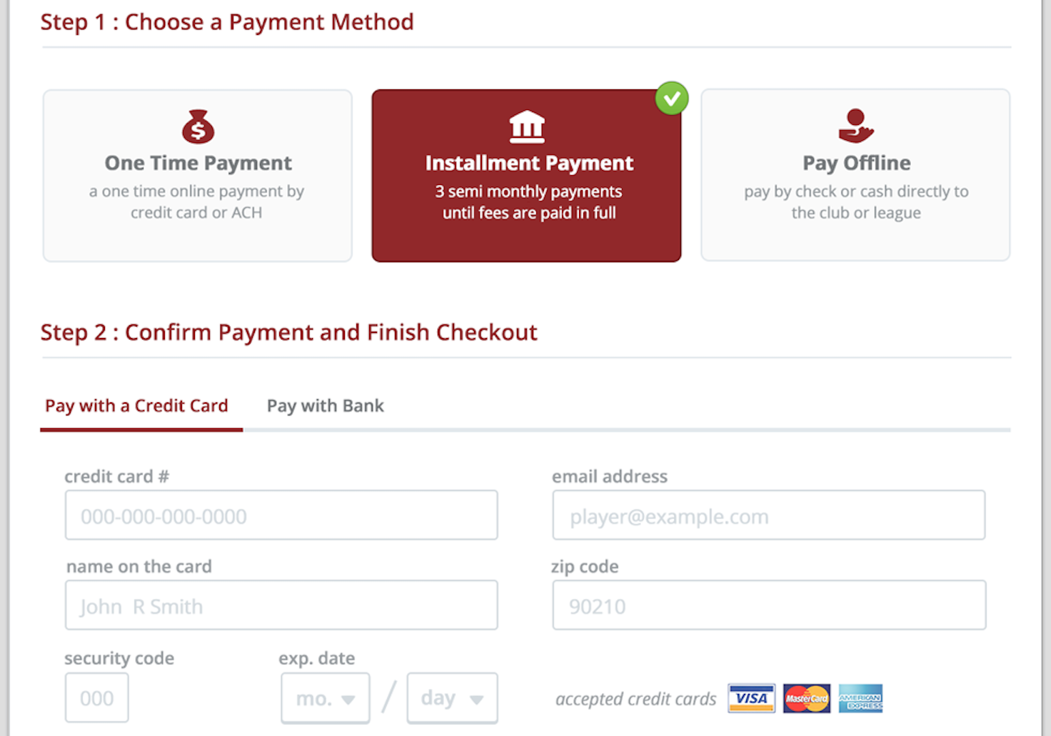 Revamped Online Registration Options for Leagues and Clubs