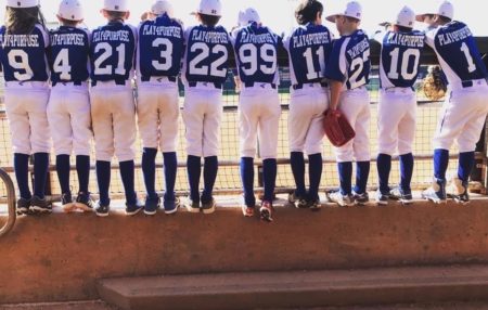 team photo from behind of the Anthem Blues Baseball Team