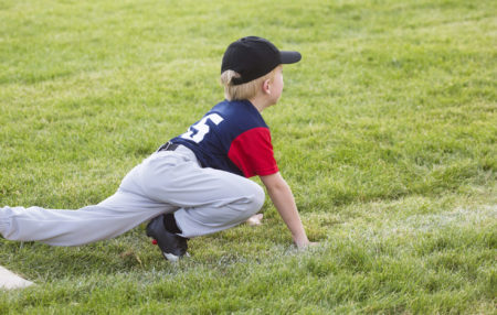 Baseball player stretching