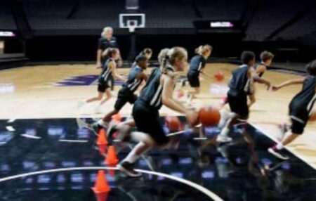 Youth playing basketball